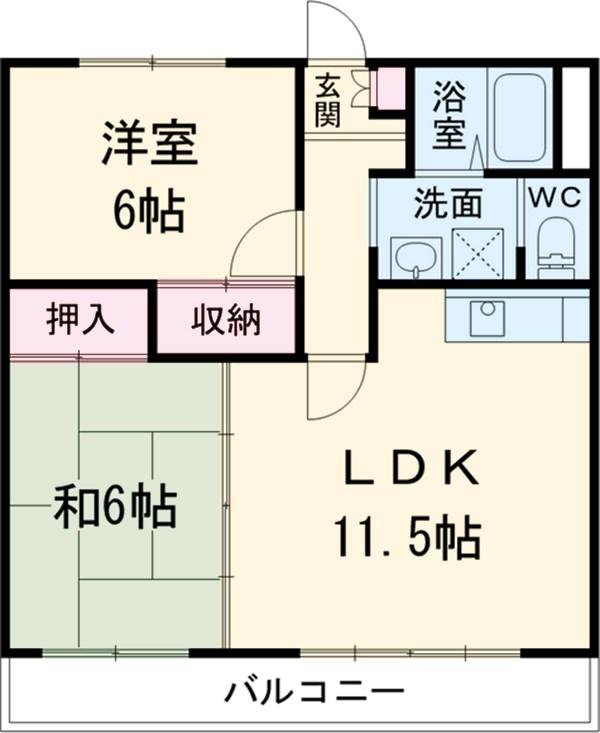 マリークレウェン(2LDK/1階)の間取り写真