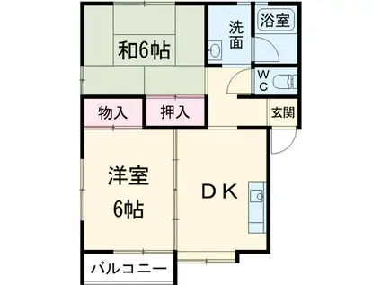 原添ハイツ(2DK/1階)の間取り写真