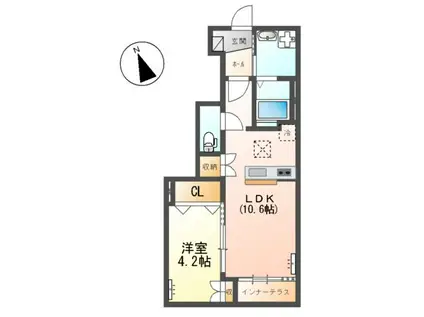 エトワール タケ(1LDK/1階)の間取り写真