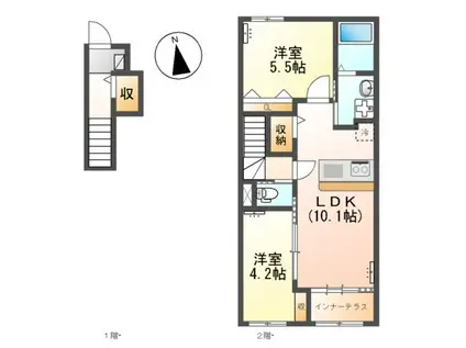 エトワール タケ(2LDK/2階)の間取り写真
