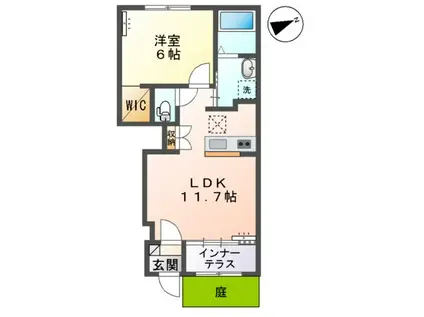 リジエール(1LDK/1階)の間取り写真