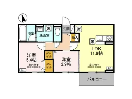 ロータスシャトー(2LDK/1階)の間取り写真