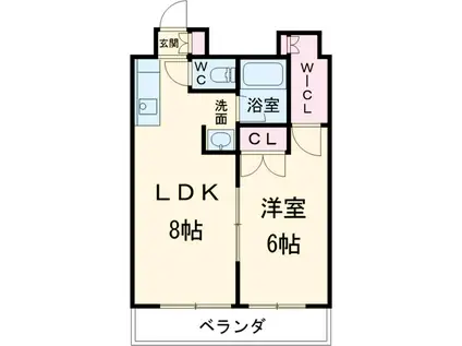 イヌカイビル(1LDK/8階)の間取り写真