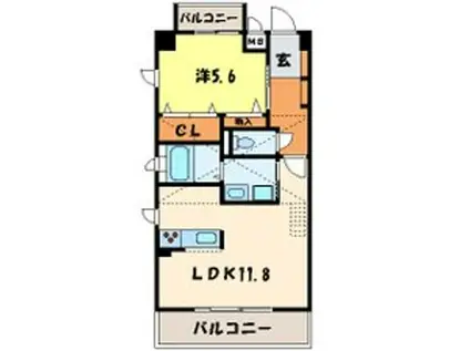 ルミナス サンノバク(1SLDK/3階)の間取り写真