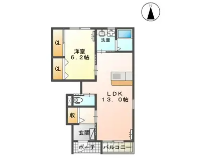 ENSOLEILLE(1LDK/1階)の間取り写真