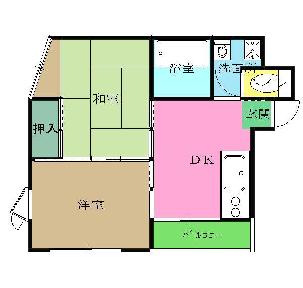 シティマンションウィング(2DK/2階)の間取り写真