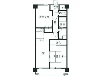 パームスプリングス(2LDK/2階)の間取り写真