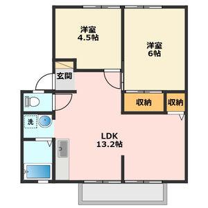 サンビレッジ築捨A(2LDK/1階)の間取り写真