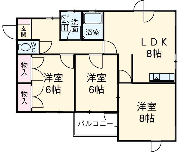 REGART佐鳴台(3DK/2階)の間取り写真