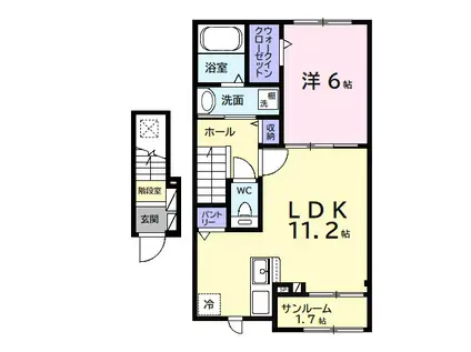 ヒカルサ市原姉ヶ崎サウス(1LDK/2階)の間取り写真