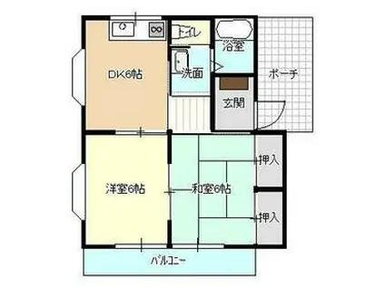 ドエル富塚(2DK/2階)の間取り写真