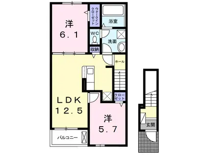 プロスペリテⅠ(2LDK/2階)の間取り写真