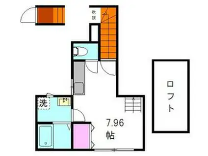 ボナールⅡ(1SDK/2階)の間取り写真