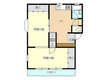 ハイツオオバシ(2DK/1階)の間取り写真