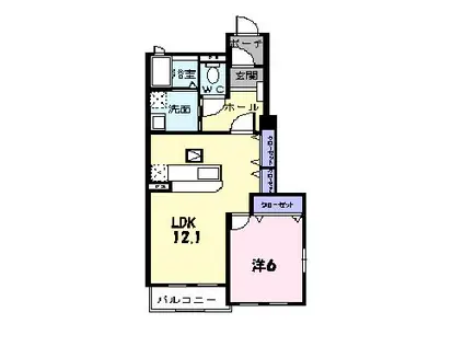 グレイトⅡ(1LDK/1階)の間取り写真