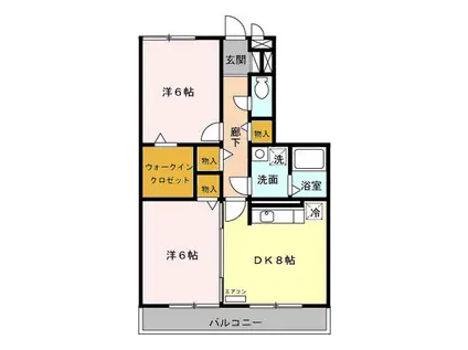 セジュール山の根(2DK/2階)の間取り写真