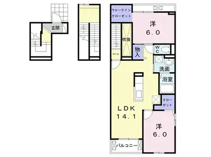 サンモール丸山3(2LDK/3階)の間取り写真