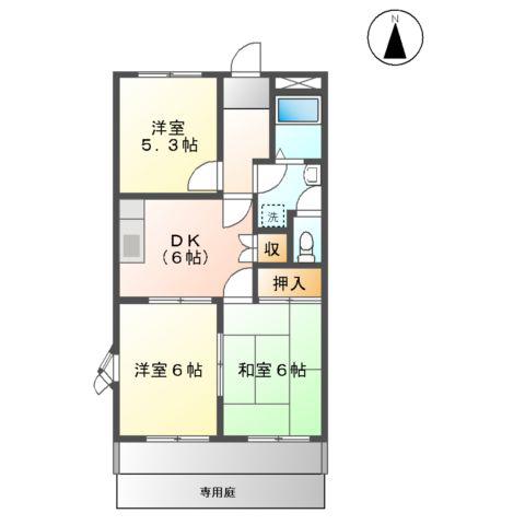 エクセリーヌK-1(3DK/1階)の間取り写真