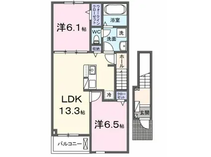 ハーモニー福知山 C棟(2LDK/2階)の間取り写真