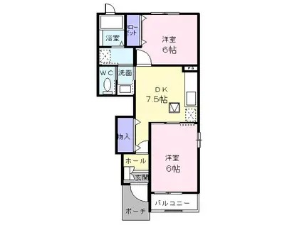 フルーツパークK(2DK/1階)の間取り写真