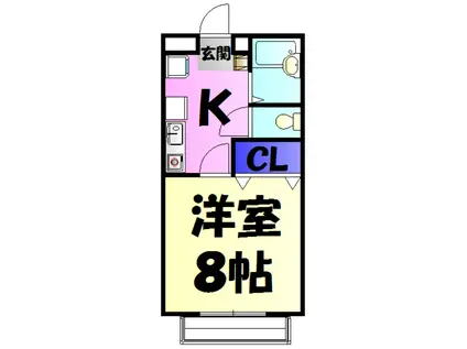 ドエル穴川(1K/2階)の間取り写真