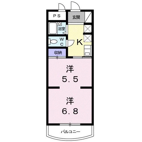ファミール明定(2K/2階)の間取り写真