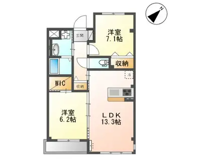 コンフォルト春日西Ⅱ(2LDK/1階)の間取り写真