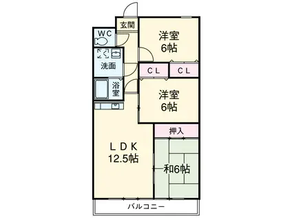 サンモール トミシン Ⅰ(3LDK/2階)の間取り写真