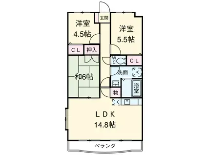 エスペランサAOI(3LDK/1階)の間取り写真