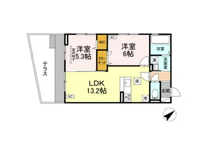 BLANC CUBE(2LDK/1階)の間取り写真