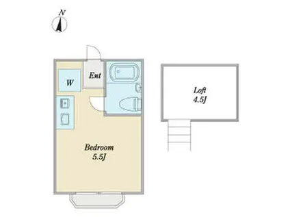 スカイポート(ワンルーム/2階)の間取り写真