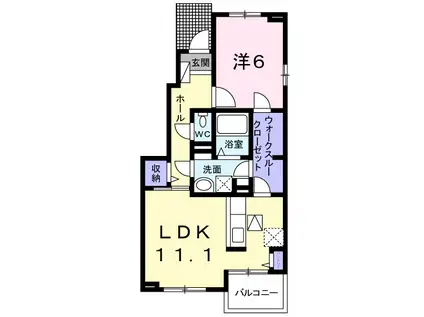 モダン レジデンス(1LDK/1階)の間取り写真