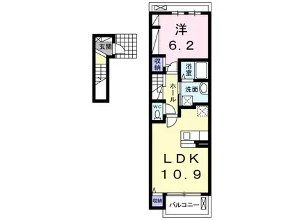 ヒルグランデ(1LDK/2階)の間取り写真