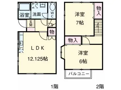 サウスライムC(2LDK)の間取り写真