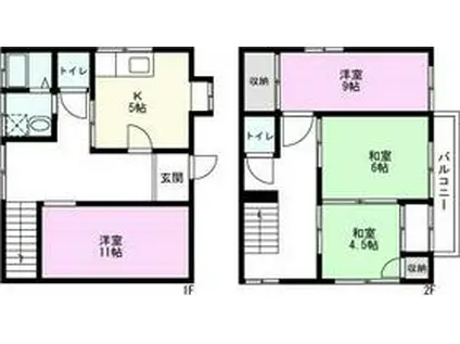東武鉄道野田線 藤の牛島駅 徒歩4分 2階建 築54年(4DK)の間取り写真