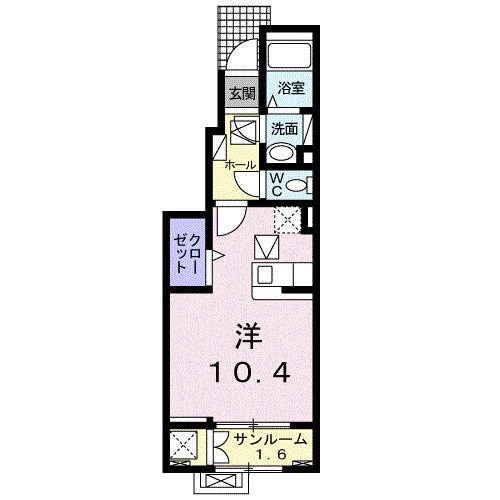 ブライトガーデン新Ⅰ(ワンルーム/1階)の間取り写真