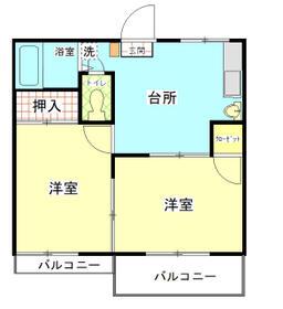 拓栄ハイツB(2K/2階)の間取り写真