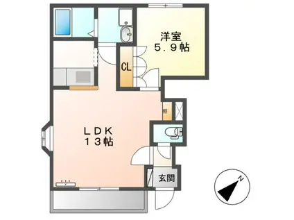 グランチェスタⅠ(1LDK/1階)の間取り写真