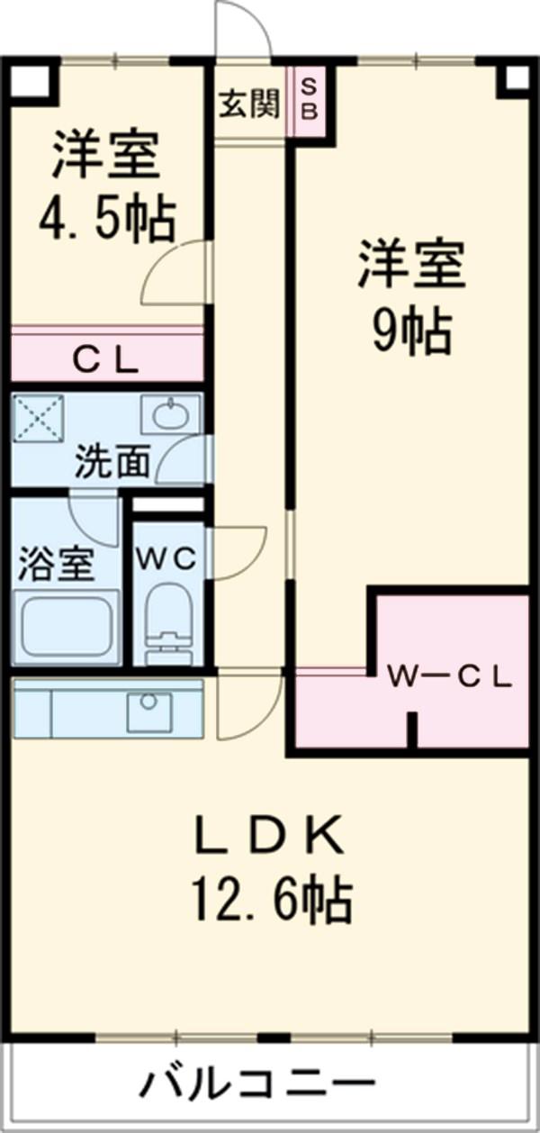 クラウンハイツ(2LDK/2階)の間取り写真