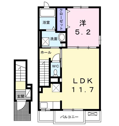 アヴィオンⅠ(1LDK/2階)の間取り写真