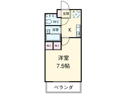 カサブランカ二村台(ワンルーム/4階)の間取り写真