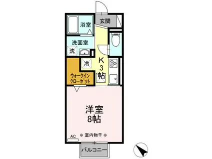 パプリカⅢ A(1K/1階)の間取り写真