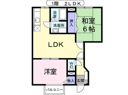 ミレニアム2(2LDK/1階)の間取り写真