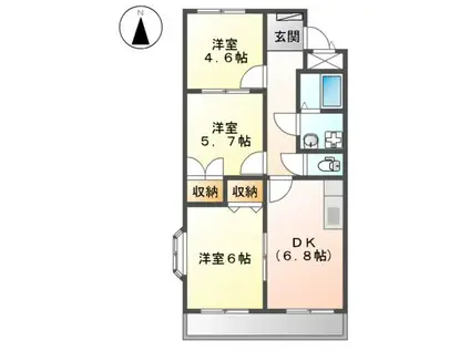 デュオプルーリオン(3DK/3階)の間取り写真