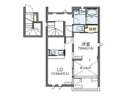 レオネクスト松の富Ⅱ(1LDK/2階)の間取り写真