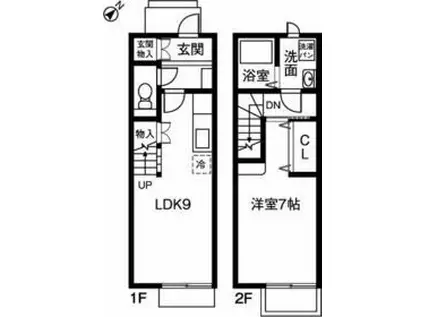 プラッサムコート佐古木(1LDK)の間取り写真