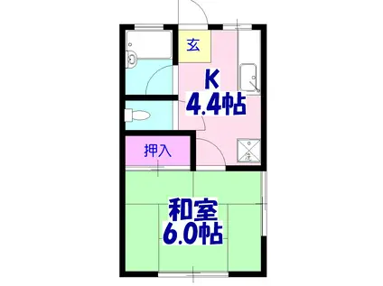 ハイツ武内(1K/1階)の間取り写真