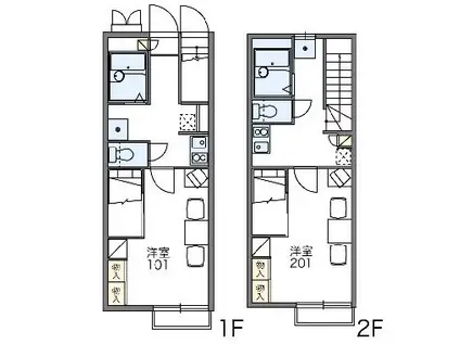 レオパレスサニープレイス(1K/2階)の間取り写真