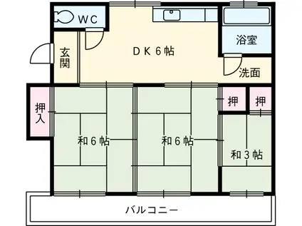 マンションTU(3DK/4階)の間取り写真