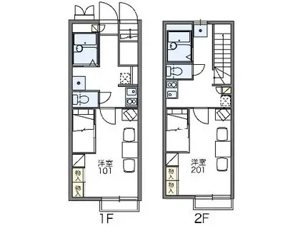 レオパレス二本木(1K/1階)の間取り写真